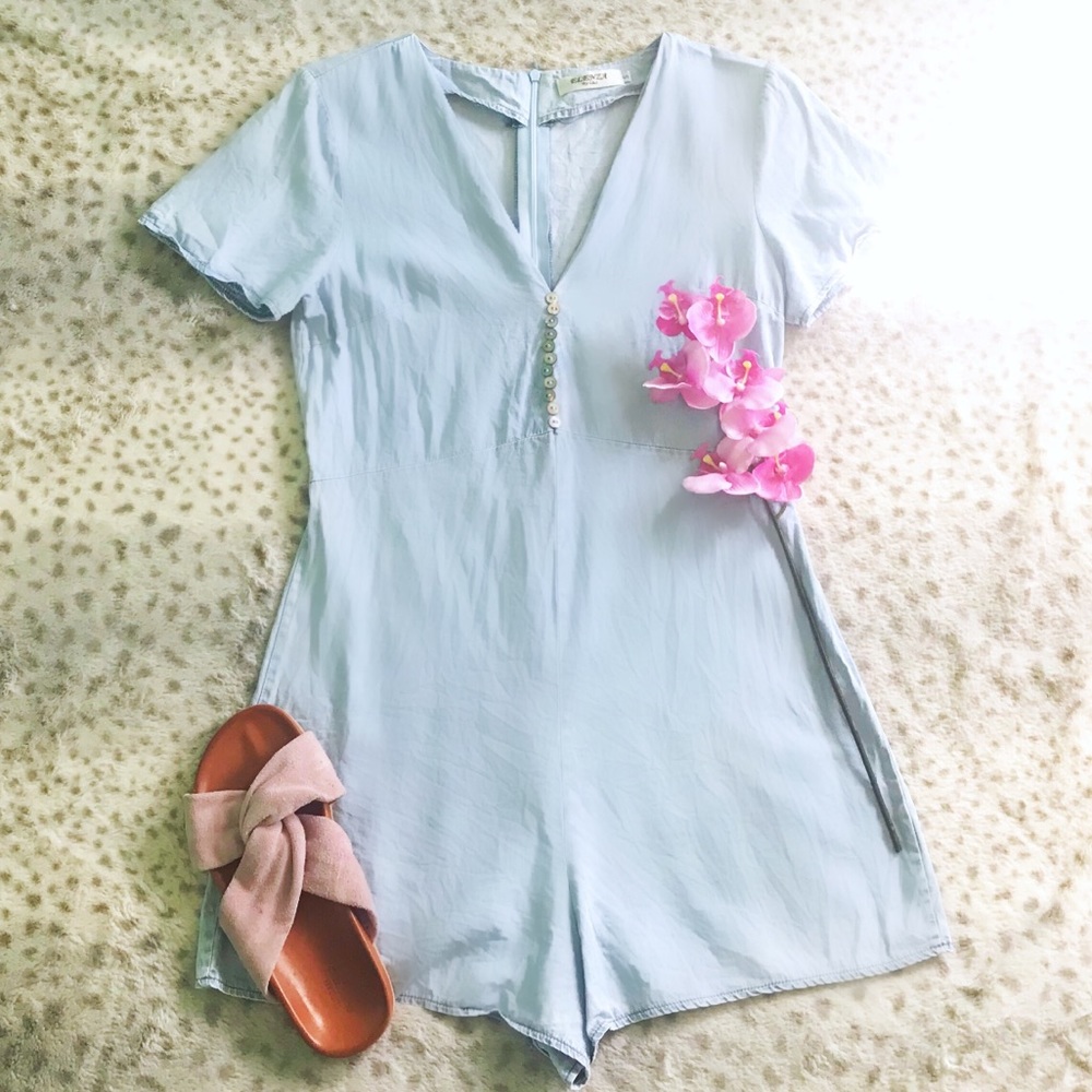 Chambray Button Front Romper - image 3